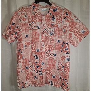 Columbia PFG Shirt Mens Large Red Button Up Fish Hike Vented Flying Fish